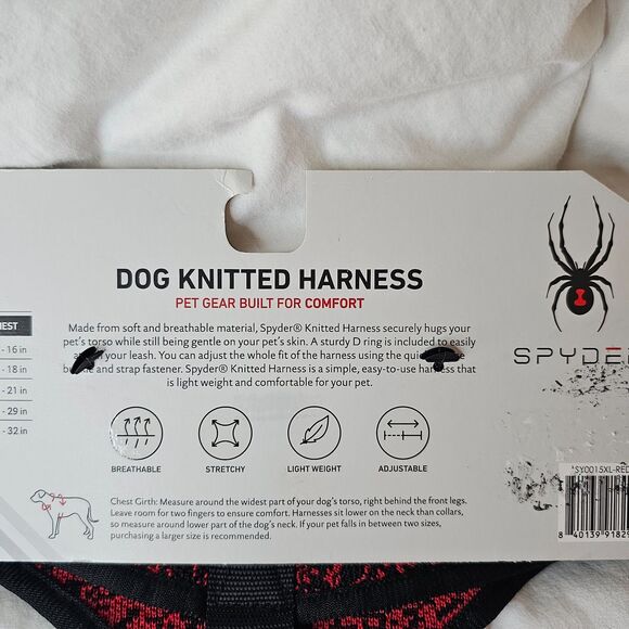 NWT Spyder Dog Knitted Adjustable Harness Red Black XL - Picture 3 of 4
